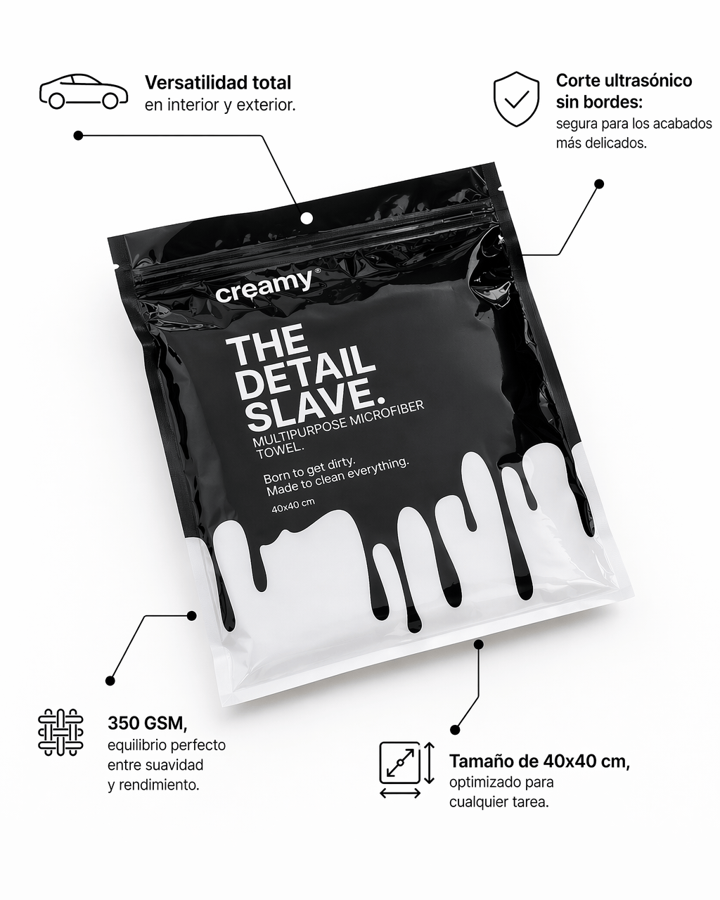 THE DETAIL SLAVE | TOALLA DE MICROFIBRA MULTIUSOS. Creamy