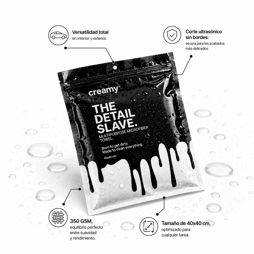 THE DETAIL SLAVE | Toalla de Microfibra para Coche Edgeless Multiusos - 350GSM Creamy