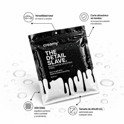 THE DETAIL SLAVE | Toalla de Microfibra para Coche Edgeless Multiusos - 350GSM Creamy