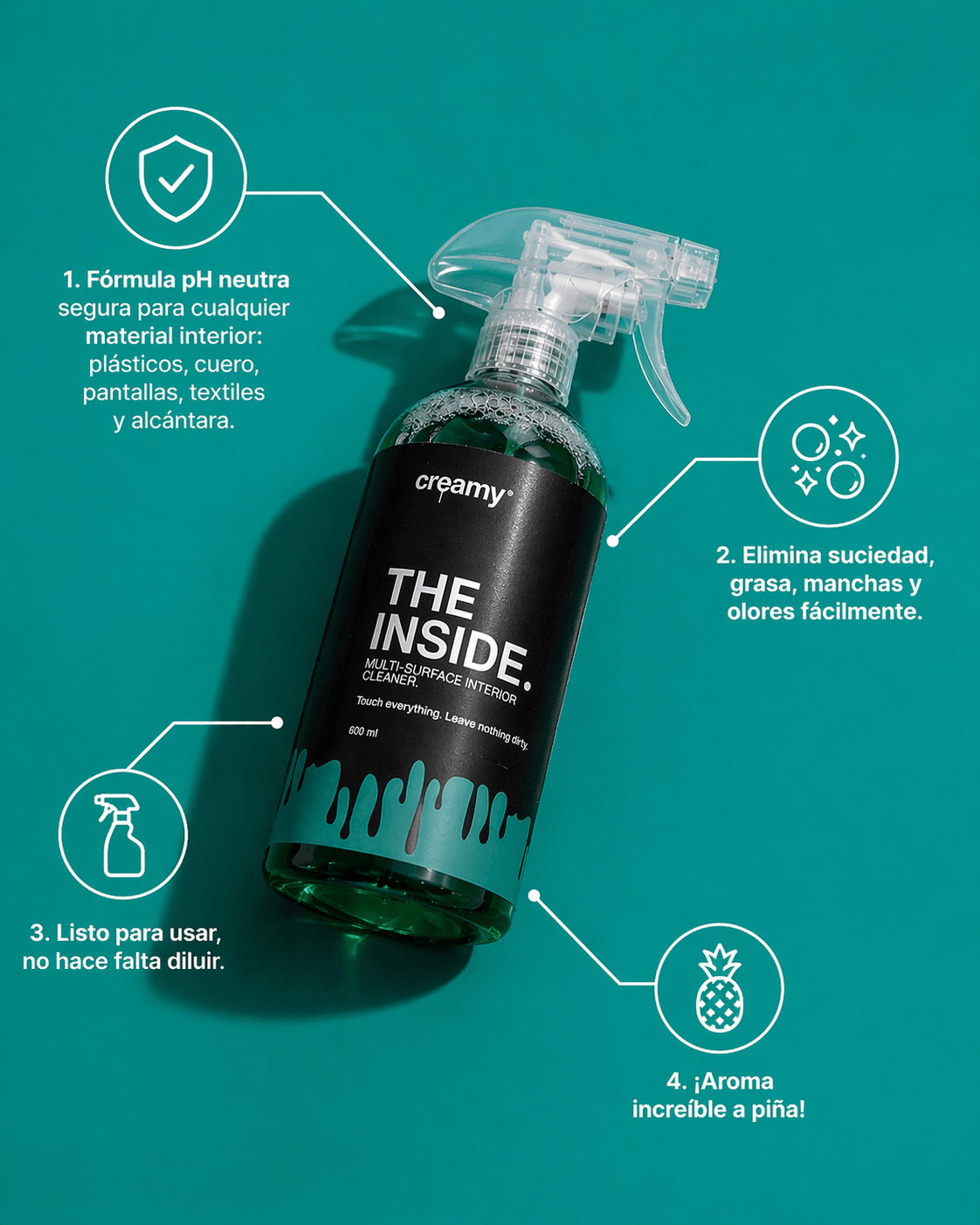 THE INSIDE | LIMPIADOR MULTISUPERFICIE PARA INTERIORES. 600 ml Creamy