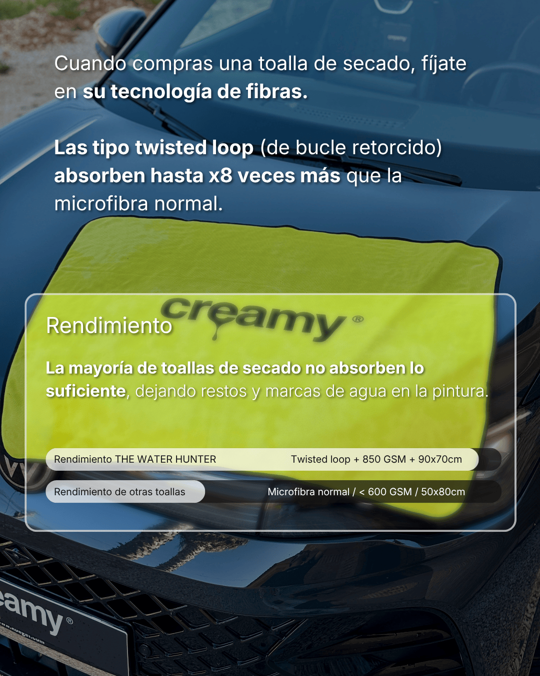THE WATER HUNTER | Toalla de Secado para Coche XXL Creamy